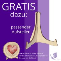 CHICCIE Personalisierte Baumscheibe Farbiger Herzdruck mit Koordinaten 18cm versch Farben Holzscheibe Geschenkidee Valentinstag Hochzeit Jahrestag
