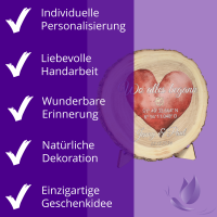 CHICCIE Personalisierte Baumscheibe Farbiger Herzdruck mit Koordinaten 18cm versch Farben Holzscheibe Geschenkidee Valentinstag Hochzeit Jahrestag