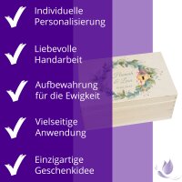 CHICCIE Erinnerungsbox personalisiert zur Hochzeit mit Druck farbig Kranz Blumen Gr&uuml;n Schloss &amp; Schl&uuml;ssel - Hochzeitstag Holzkiste Erinnerungen Erinnerungskiste