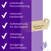 CHICCIE Geschenkkorb mit Henkeln Personalisierbar Wunschtext 35x11x13cm Pr&auml;sentkorb Holz Geschenkidee Holzkiste Hochzeit Geburtstag Ruhestand Personalisierung