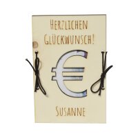 CHICCIE personalisiertes Geldgeschenk 15x10cm zu unterschiedlichen Anl&auml;ssen - Holzkarte Geschenkidee Hochzeits Geburtstag Ruhestand Taufe Konfirmation