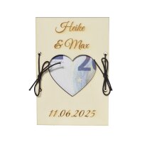 CHICCIE personalisiertes Geldgeschenk 15x10cm zu unterschiedlichen Anl&auml;ssen - Holzkarte Geschenkidee Hochzeits Geburtstag Ruhestand Taufe Konfirmation
