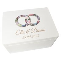 CHICCIE Erinnerungsbox personalisierbar zur Hochzeit &amp; Ehe mit farbigem 3D-Druck 40x30x23cm Wei&szlig; Andenken Verlobungsgeschenk Geschenkidee Brautpaar