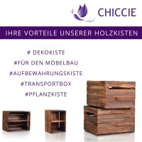 CHICCIE Holzkiste im Vintage Look geflammt dunkel 50x40x15cm - Obstkiste Kiste