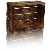 CHICCIE Holzkiste im Vintage Look geflammt dunkel 38x28x15cm - Obstkiste