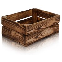 CHICCIE Holzkiste im Vintage Look geflammt dunkel 38x28x15cm - Obstkiste