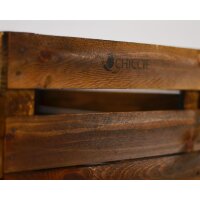 CHICCIE Holzkiste im Vintage Look geflammt dunkel 38x28x15cm - Obstkiste