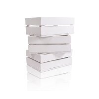 CHICCIE 3 Set Holzkiste im wei&szlig;en Vintage Look - 38x28x15cm Wei&szlig; - Obstkiste Weinkiste