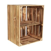 CHICCIE 3 Set Geflammte Obstkisten - Kurze Ablage 50x40x30cm Holzkisten Weinkisten