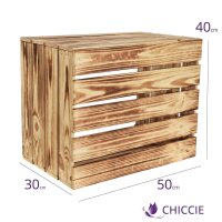 CHICCIE Geflammte Obstkisten - Lange Ablage 50x40x30cm Holzkisten Weinkisten
