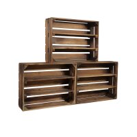 CHICCIE 3 Set Holzregal Schmalhanz 50x40x15cm - Geflammt 2x langes Regal