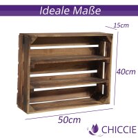 CHICCIE 3 Set Holzregal Schmalhanz 50x40x15cm - Geflammt 2x langes Regal