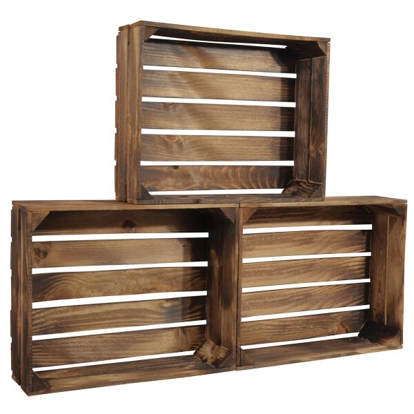 CHICCIE 3 Set Holzregal Schmalhanz 50x40x15cm - Geflammt...