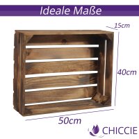 CHICCIE 3 Set Holzregal Schmalhanz 50x40x15cm - Geflammt Holzkiste
