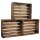 CHICCIE 3 Set Holzregal Schmalhanz 50x40x15cm - Geflammt Holzkiste