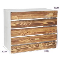 CHICCIE 3 Set Holzkiste Grete Geflammt Wei&szlig; 50x40x30cm - Langes Regal Weinkiste