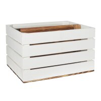 CHICCIE 3 Set Holzkiste Grete Geflammt Wei&szlig; 50x40x30cm - Langes Regal Weinkiste