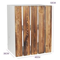 CHICCIE 3 Set Holzkiste Grete Wei&szlig; Geflammt 50x40x30cm - Kurzes Regal Weinkiste
