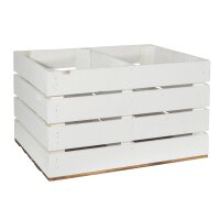 CHICCIE 3 Set Holzkiste Grete Wei&szlig; Geflammt 50x40x30cm - Kurzes Regal Weinkiste