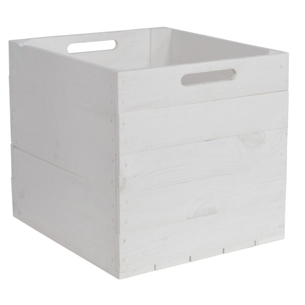 CHICCIE Kallax Holzkiste Karl - Aufbewahrungsbox Wei&szlig; 33x38x33cm Aufbewahrungskorb Schubladenbox Holzbox Holz Regal Box