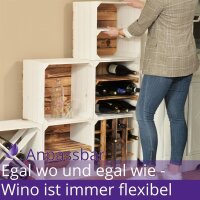 CHICCIE 3 Set Weinregal Wino aus Holz - Geflammt Wei&szlig; 2x Regal