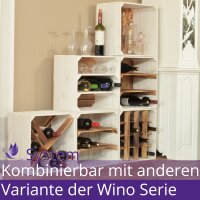 CHICCIE Weinregal Wino aus Holz - Geflammt Wei&szlig; +...