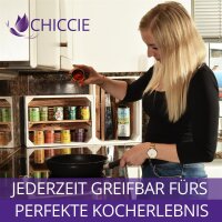 CHICCIE Gew&uuml;rzregal mit 9 Gew&uuml;rzen - Holzregal hell geflammt